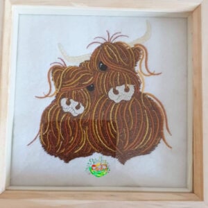 Sweetpea's Handmade Embroidered Frame Collection - Highland Coos
