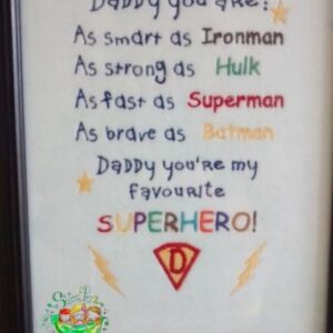 Sweetpea's Handmade Embroidered Frame Collection - Superhero Daddy
