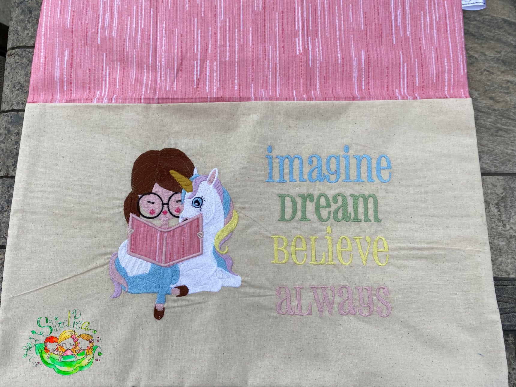 Sweetpea's Handmade Reading Cushion Collection - Unicorn & Girl Imagine Dream
