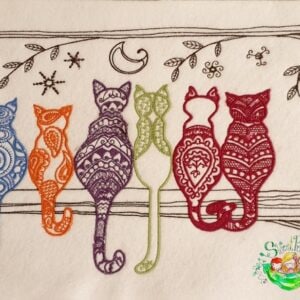 Sweetpea's Handmade Embroidered Frame Collection - Zentangle Cats