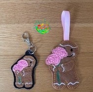 Sweetpea's Handmade Gingerbread Flower Key Fob Collection - January Carnation
