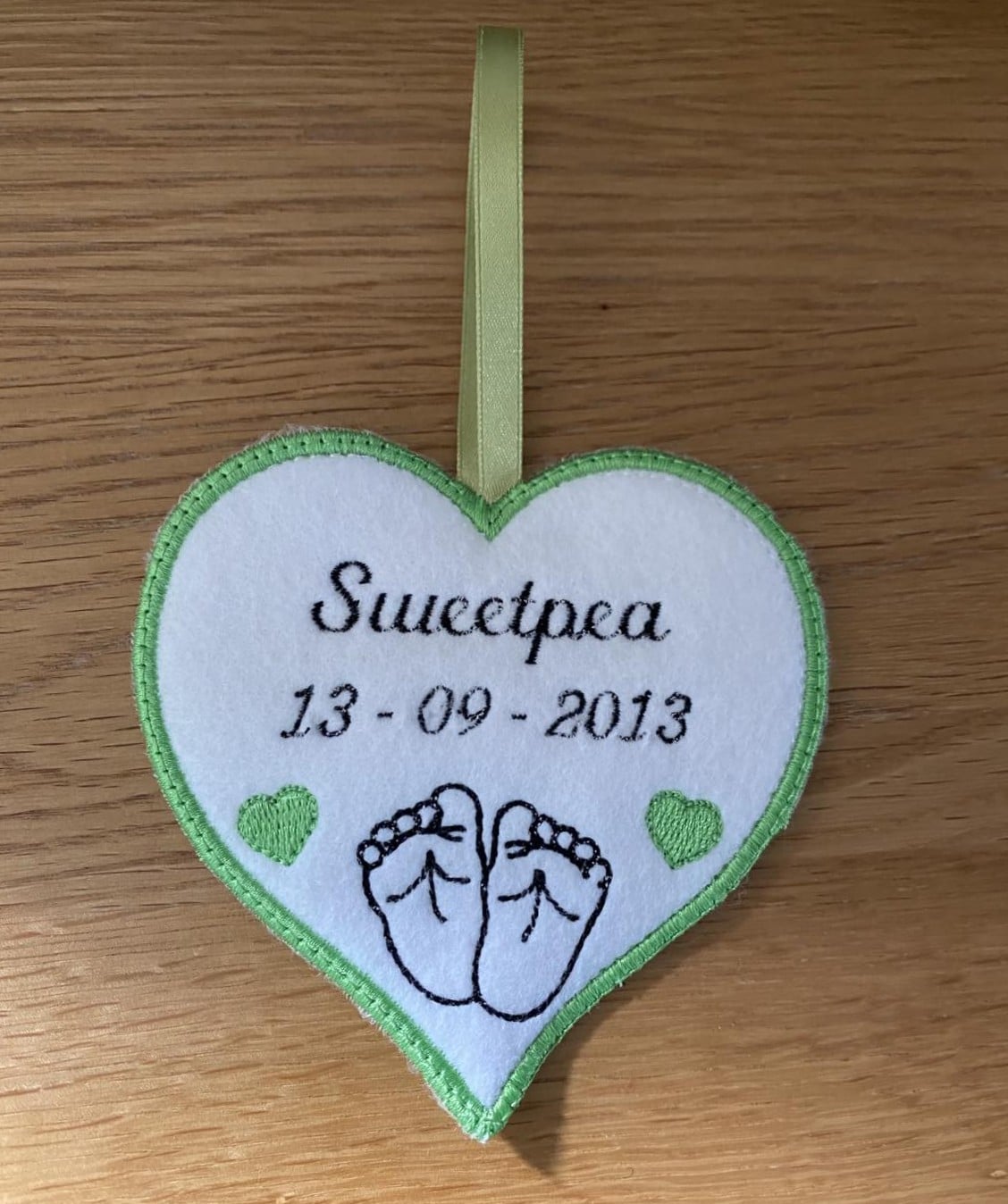 Sweetpea’s Handmade Baby Heart Hangers - Birth Announcement