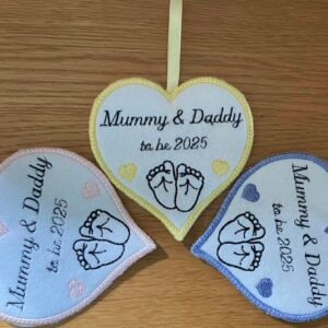 Sweetpea’s Handmade Baby Heart Hangers - Mummy and Daddy To Be